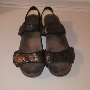 Dansko Sonnet Metallic Black Sandals‎ Size EU 38